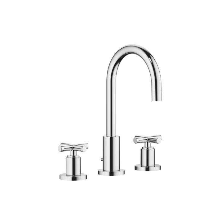 Dornbracht Waschtisch Armatur Tara. 2071089200 chrom,Ausladung 135mm,Kreuzgriffe,3 Loch Armatur