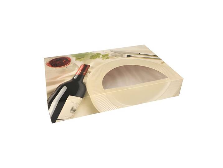 PAPSTAR Einweggeschirr-Set 80x Transport Catering Karton 8 x 31,5 x 46,2cm Sichtf. einteilig, Pappe aus Frischfaser / PLA