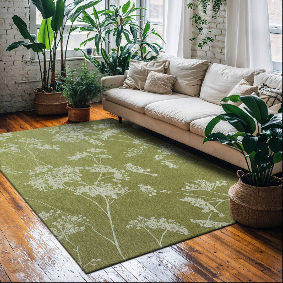 Marlow Home Co. Raffin Rectangle Area Rug Green Rectangle 200 x 280cm