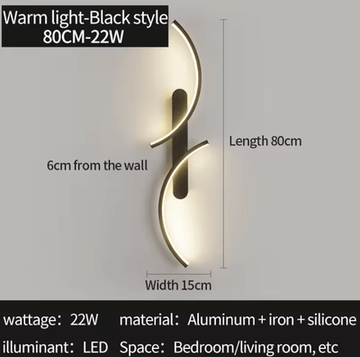 Inspire Curations Modern C Shape LED Wall Sconce 80cm tricolor No Rc right