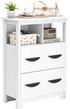 Costway 24 Inch Floor Cabinet with 2 Open Compartments and 2 Drawers-White