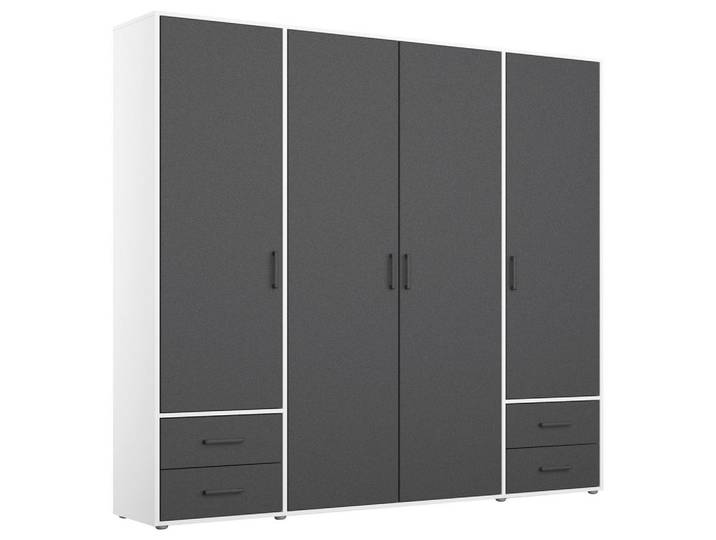 Rauch Möbel Drehtürenschrank, Grau, Weiß, 5 Fächer, 187x194x53 cm, Blauer Engel, BQ - Bündnis für Qualität, Made in Germany, Schlafzimmer, Kleiderschränke, Drehtürenschränke