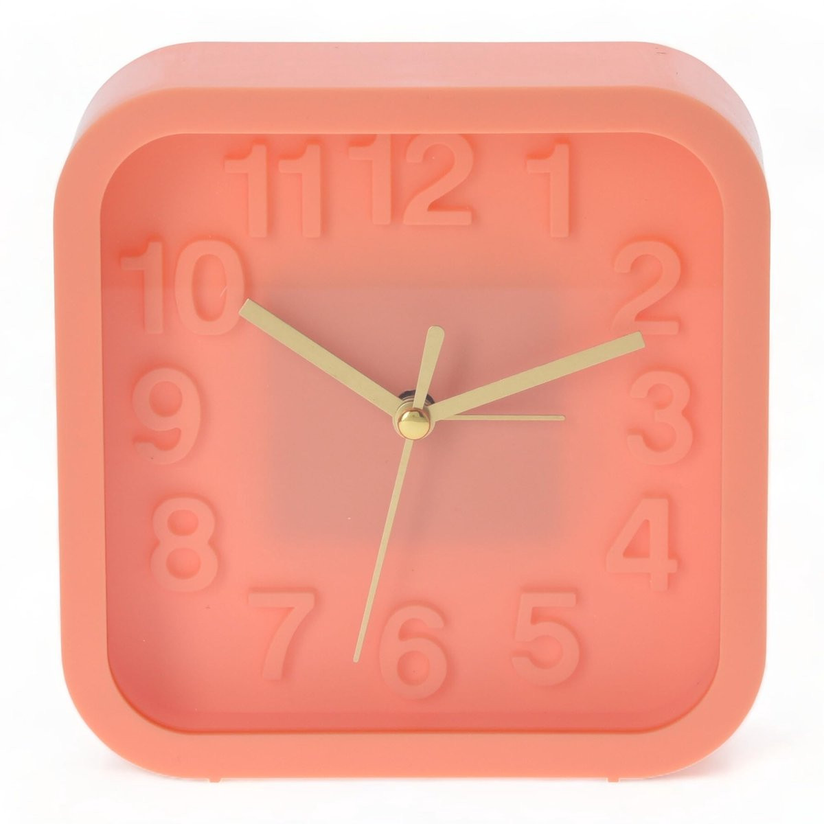 Dailygoods Dailygoody Analoge Kwartstafelklok met Alarmfunctie - Retro Design - Koraalrood - 13 x 13 cm