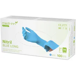 Medi-Inn Nitril blue long Einmalhandschuhe, blau, puderfrei M / 100 Stück