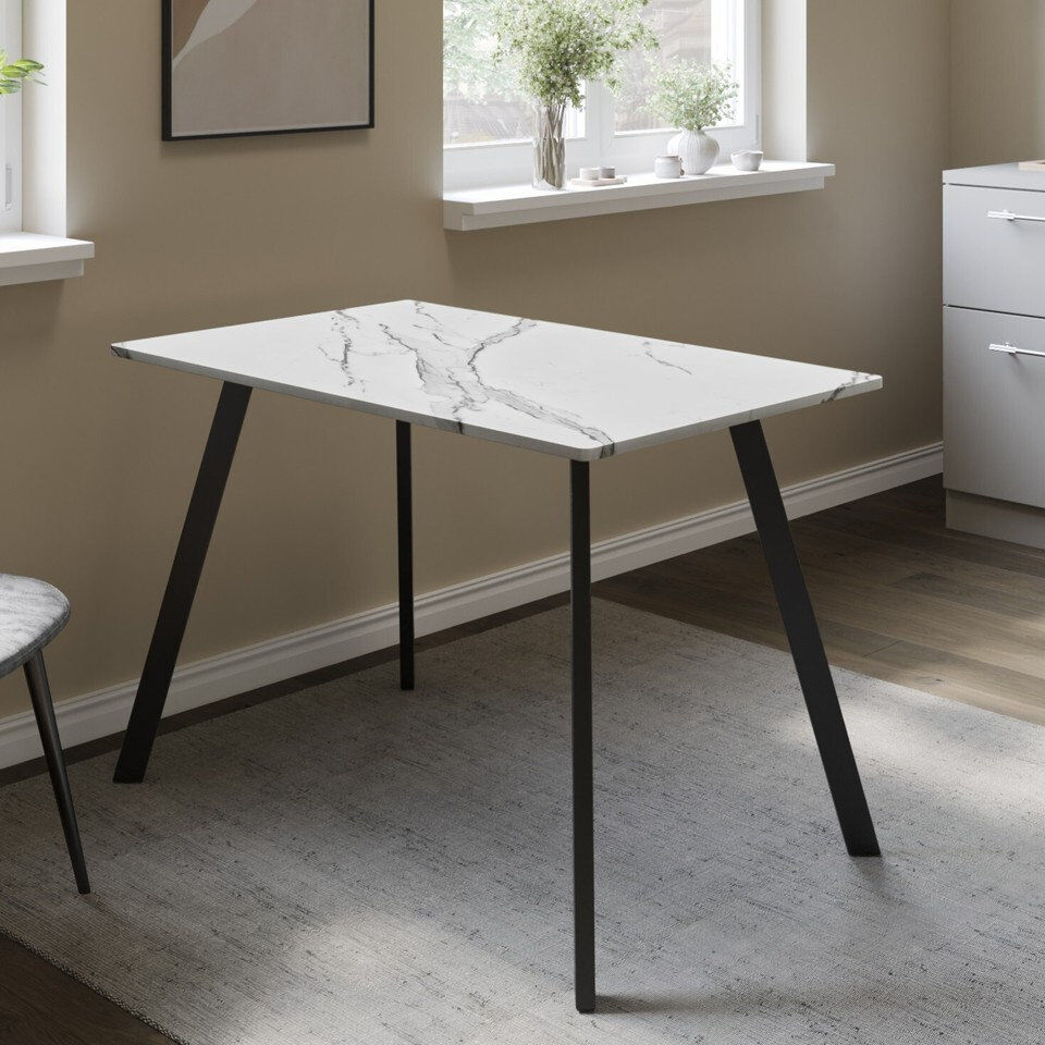 Metro Rectangular Dining Table White Marble