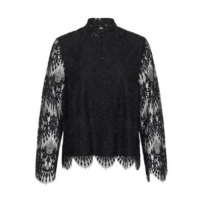 Langarmbluse CULTURE "Culture DK Bluse langarm CUteuta", Damen, Gr. L, schwarz, Obermaterial: 70% Nylon NY. 30% Baumwolle CO., Blusen