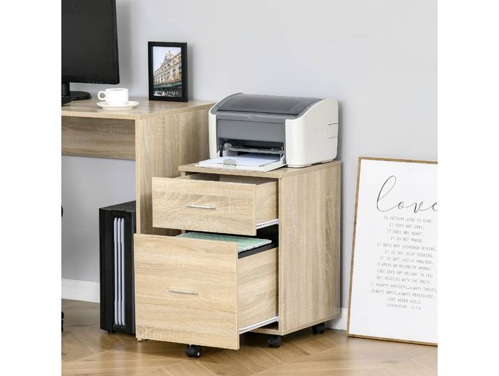 Caisson Bureau 2 Tiroirs Chêne Clair