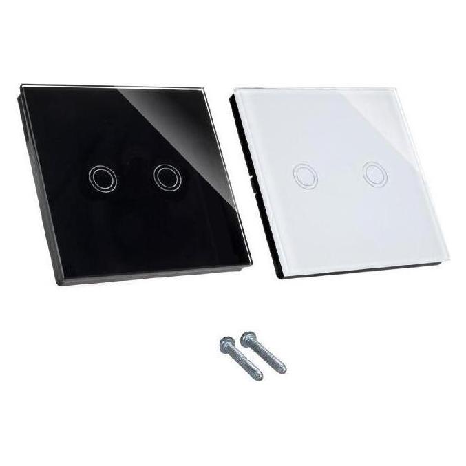 Maclean Smart WiFi 2-fach Touch-Lichtschalter kompatibel mit Tuya APP Wallschalter Glassschalter mit farbwec (MCE714)