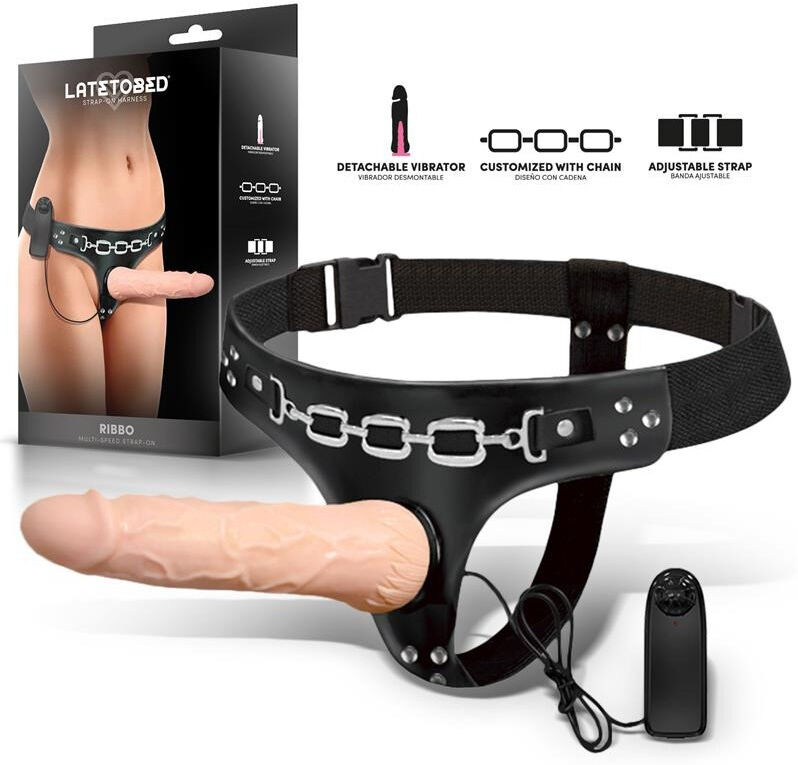 HARNESS COLLECTION LATETOBED Ribbo Harnais avec Dildo Réaliste et Vibrations