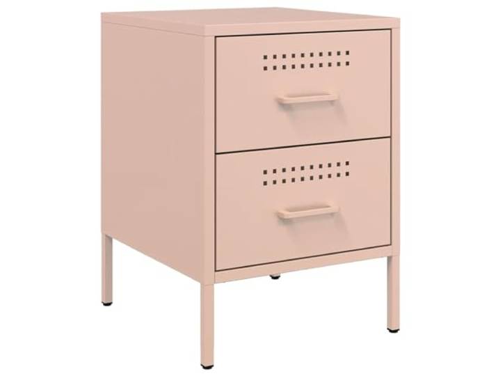 fsahslih Nachttisch Rosa 36x39x50,5cm Stahl Beistelltisch 2 Schubladen Kompakte Ablage fürs Schlafzimmer und Wohnzimmer. Bietet praktischen Stauraum neben Bett oder Sofaecke im Industrie-Design.