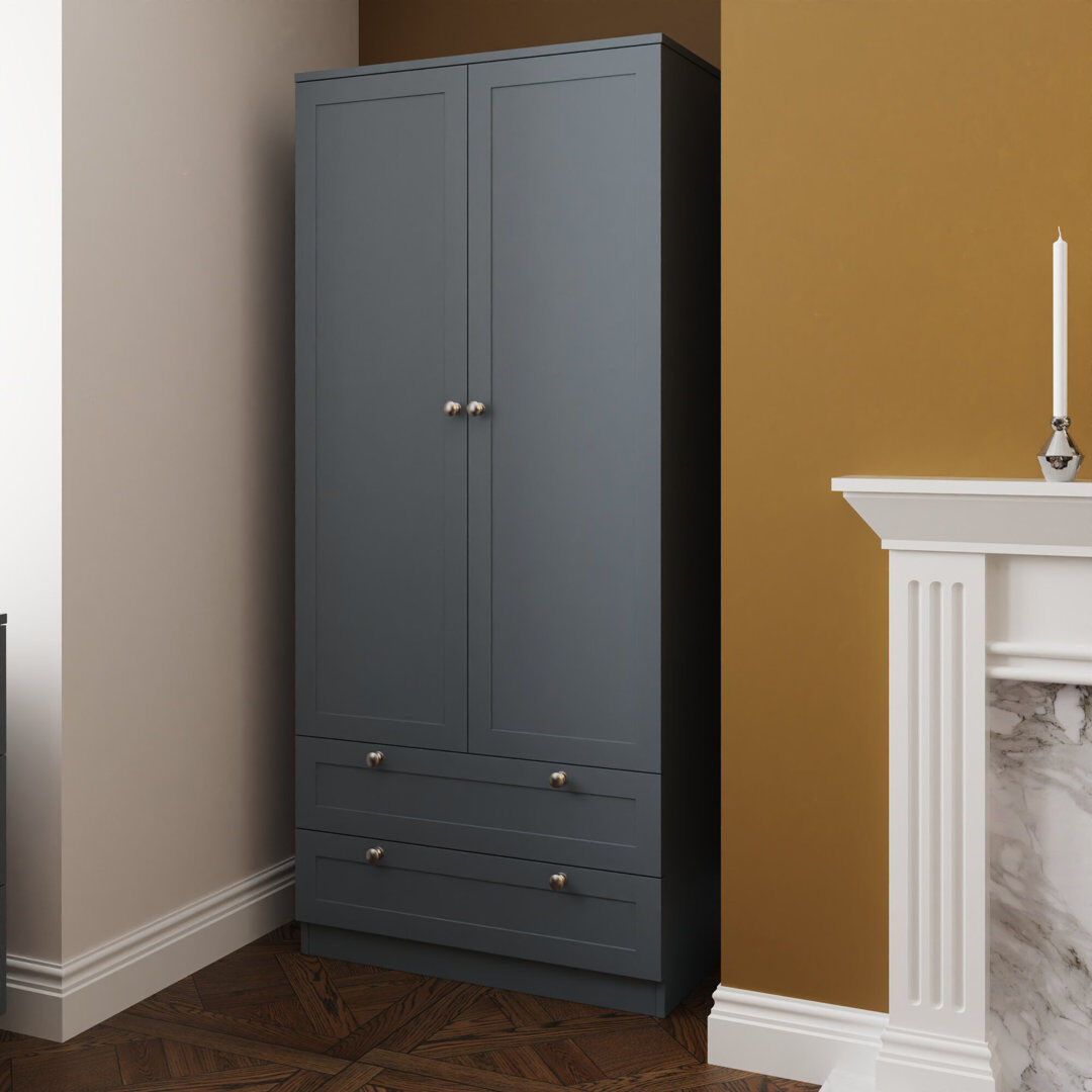 17 Stories Artus Shaker 2 Door 2 Drawer Combination Wardrobe Matt Grey 180.5cm H X 80cm W X 50cm D