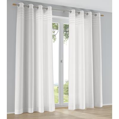 Vorhang KUTTI "Kessy", weiß, B:140cm H:225cm, Baumwolle, Polyester, Gardinen, Eleganter Uni-Vorhang mit dekorativer Biesenblende
