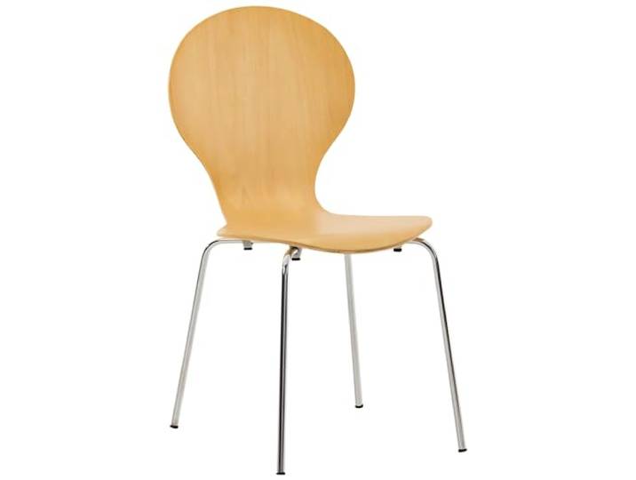 CLP Stapelstuhl Diego I Komfortabler Esszimmerstuhl I Metallgestell, Holzsitz I Ergonomisches Design I Platzsparend In Esszimmer Und Küche Farbe Natur