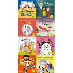 Pixi-Box 295: Beliebte Autor*innen gratulieren Pixi (8x8 Exemplare), 64 Teile, Kinderbücher von Cornelia Funke, Andreas Steinhöfel, Paul Maar, Marc-Uwe Kling, Axel Scheffler, Margit Auer, Astrid Henn, Regina Kehn, Sasa Stanisic, Arne Rautenberg