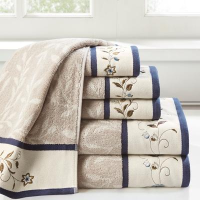 Madison Park Raheem Serene Embroidered Cotton Jacquard 6-piece Towel Set