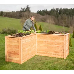 Klassik L 170 | Lärchenholz Hochbeet L-Form | Eckhochbeet - Natur