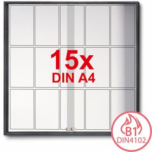 Showdown-Displays Schaukasten anthrazit, B1, innen, 15 x A4, magnetisch, abschließbar, schwer entflammbar