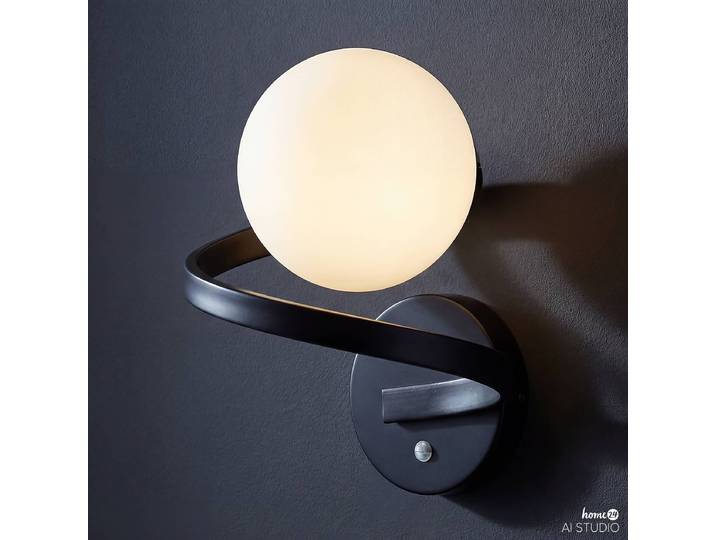 Akku-Wandleuchte MARP 18 x 20 x 20cm Schwarz/Weiß/Schwarz/Weiß Schirm: Opalglas Gestell: Eisen, pulverbeschichtet LED LED-Platine