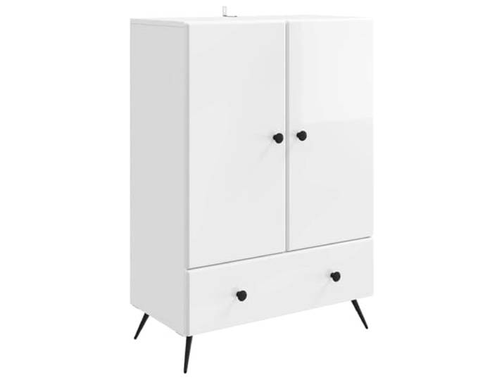 GFMGUEMV Sideboard Hochglanz Weiß 66 x 34,5 x 95 cm Holzwerkstoff Weiß, Hochglanz, Holzwerkstoff, 66 x 34,5 x 95 cm, Fächer, Regale, Montage erforderlich