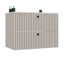 WASCHTISCHUNTERSCHRANK TIGO 80 2S KASCHMIR GERILLTE FRONT + WASCHTISCH