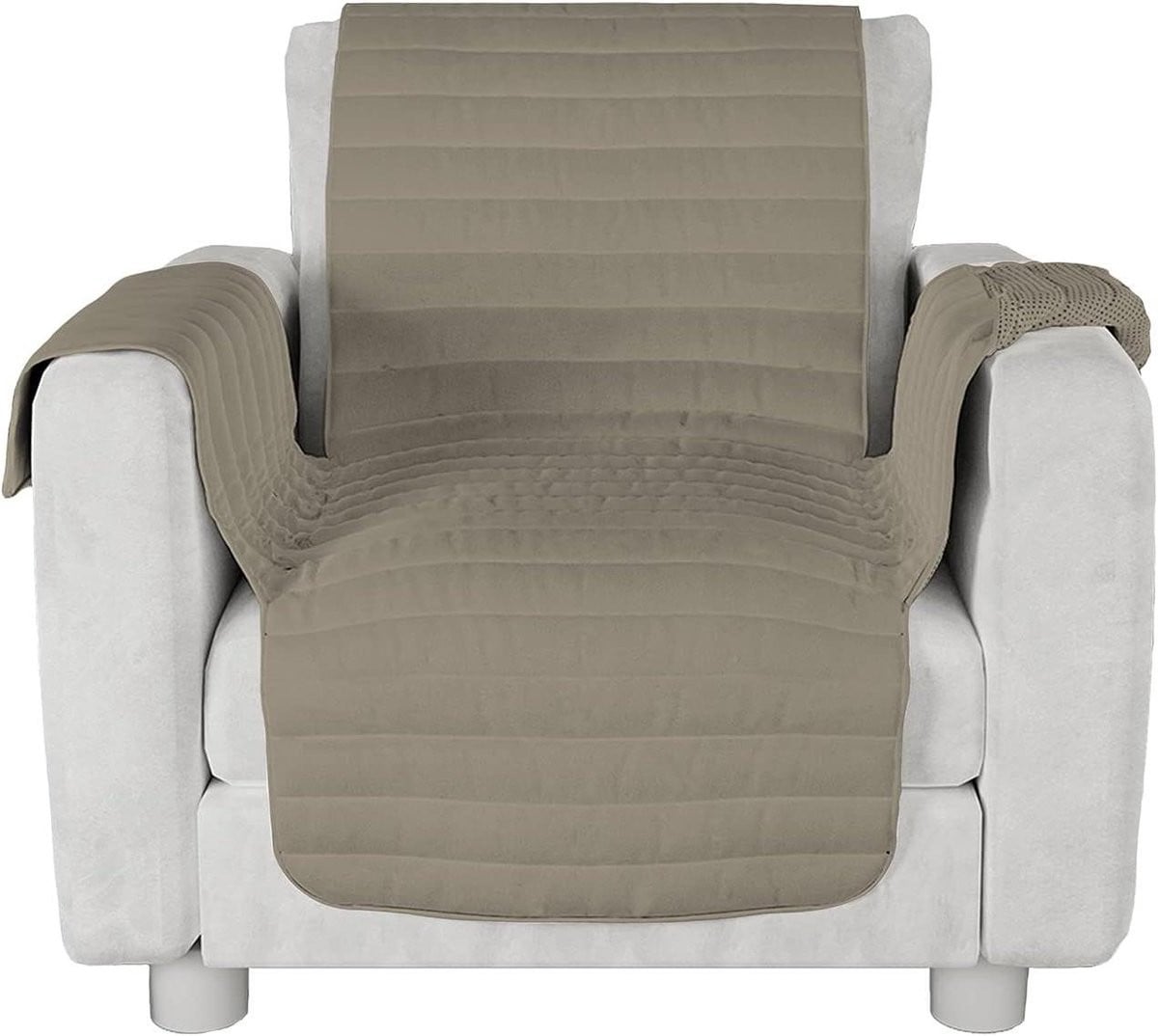 Bankhoes Sloof Bank Sofa Beschermer - Antislip & Gewatteerd - 1 Persoons - Taupe