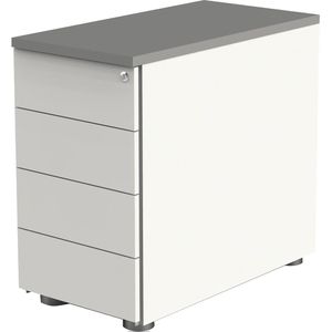 Kerkmann Standcontainer Move, weiß / graphit, mit 4 Schubladen, abschließbar, Tiefe 80cm