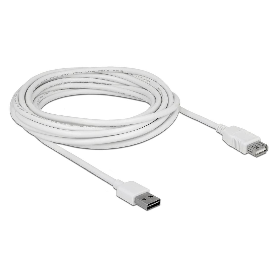 Delock USB2.0-Verlängerungskabel Easy, 5m, weiss (5 m, USB 2.0) (85202)