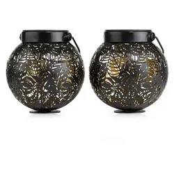 LUMIDA Garden 2 Solar-Laternen Kugelform Metall, Cut-outs Höhe 12,5cm, Ø 13cm