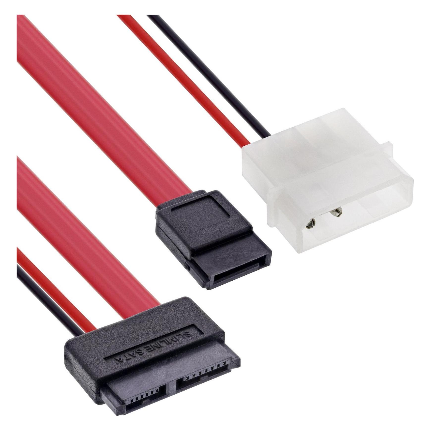 InLine Slimline SATA Kabel Slimline SATA Stecker 13pol. 7+6 zu SATA + Strom 0.4m (40 cm, SATA) (29608)