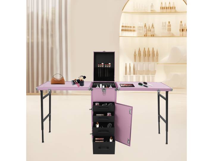 Table de manucure portable avec poignées, pliable et roulante, capacité de charge de 100 kg pour coiffeurs/esthéticiennes