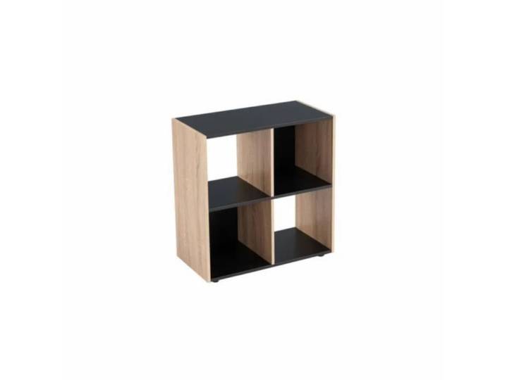 Meuble étagère - JUANIO - Contemporain - Design - Aspect bois - Noir - 60x29x62 cm