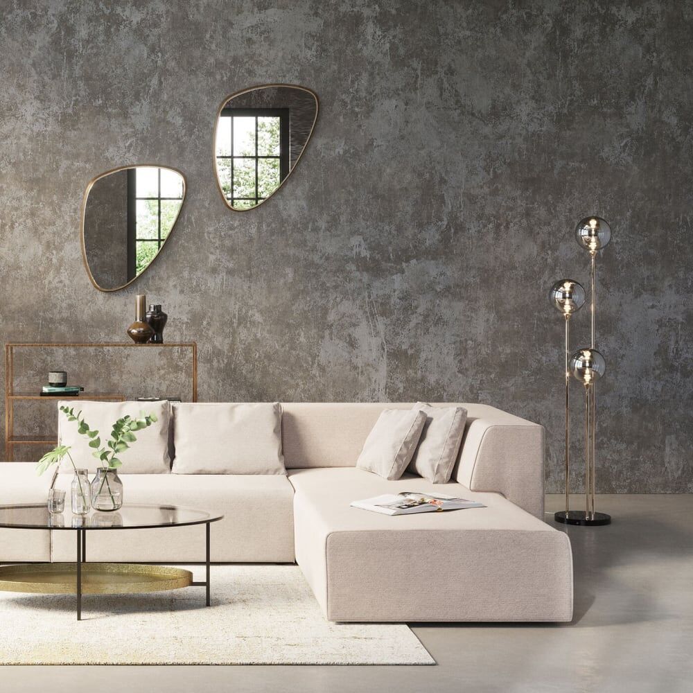 Kare Design Lampadaire 3 globes en verre, acier doré et marbre h176 Doré 37x175x37cm