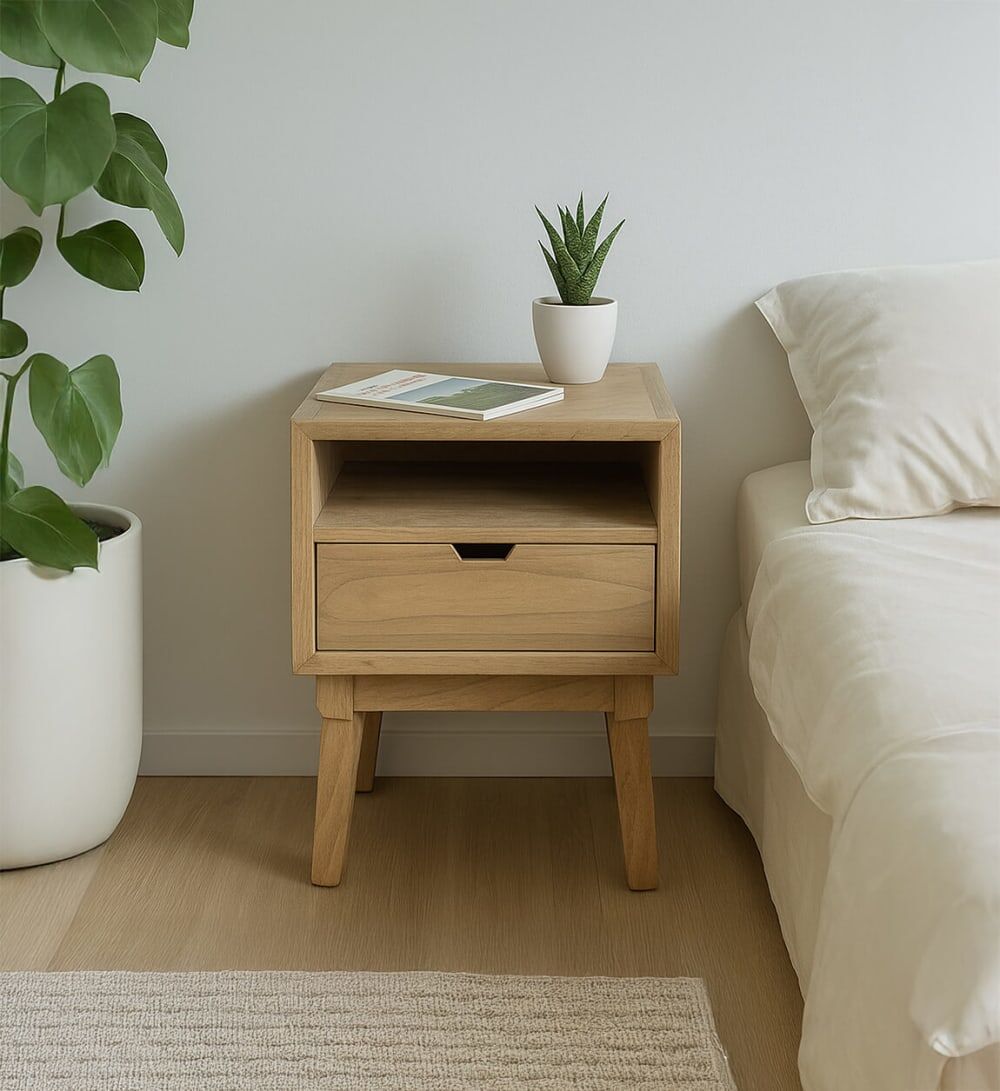 MOYCOR Mesita de madera beige anch. 45 cm