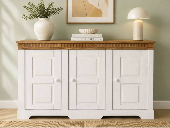 Sideboard GOODPRODUCT Lisa , weiss (weiß, honig), B:122cm H:80cm T:35cm, Massivholz, Sideboards, Sideboard, Kommode aus massivem Kiefernholz, in 2 Breiten lieferbar