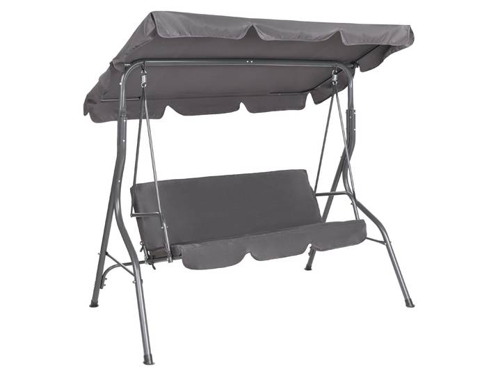 BELIANI Hollywoodschaukel dunkelgrau Stahl Sonnendach verstellbar Outdoor Terrasse