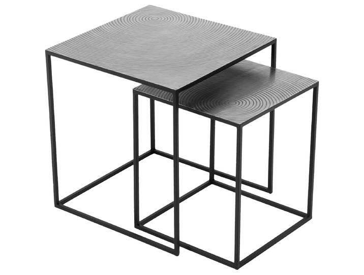 Bijzettafel - Livion Tashi - 2-delig - Vierkant - Zilver/Zwart - Aluminium