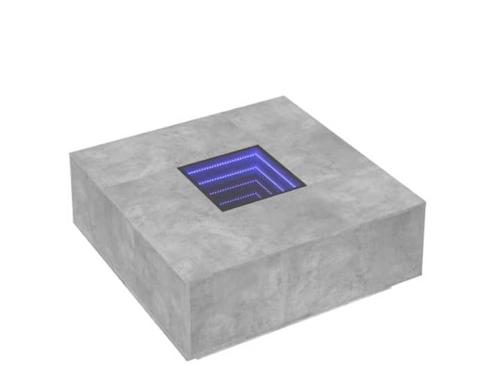 KKgypkn Couchtisch Mit Infinity-Led Betongrau 100x100x40 cm Holzwerkstoff, Rgb-Led Beleuchtung, Stabile Tischplatte, Vielseitig Einsetzbar