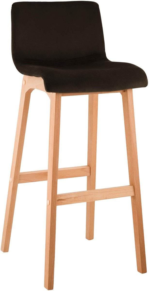 CLP Barkruk Hover met rugleuning - Velvet fluweel - Bruin/Natura hout