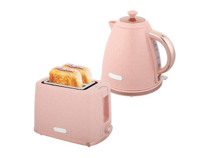 FELIXLEO Wasserkocher Wasserkocher Toaster Set 1,7 L 2200 W 2 Scheiben Abschaltung Rosa