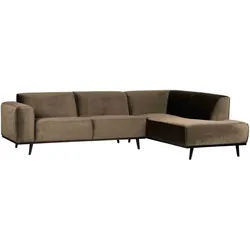 Ecksofa Statement Samt, modernes Design, rechts, Taupe, weicher Bezug, hochwertige Verarbeitung