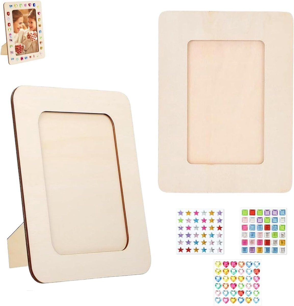Set van 2 onbehandelde houten fotolijsten voor creatieve klussen en DIY decoratie, 14 x 19 cm