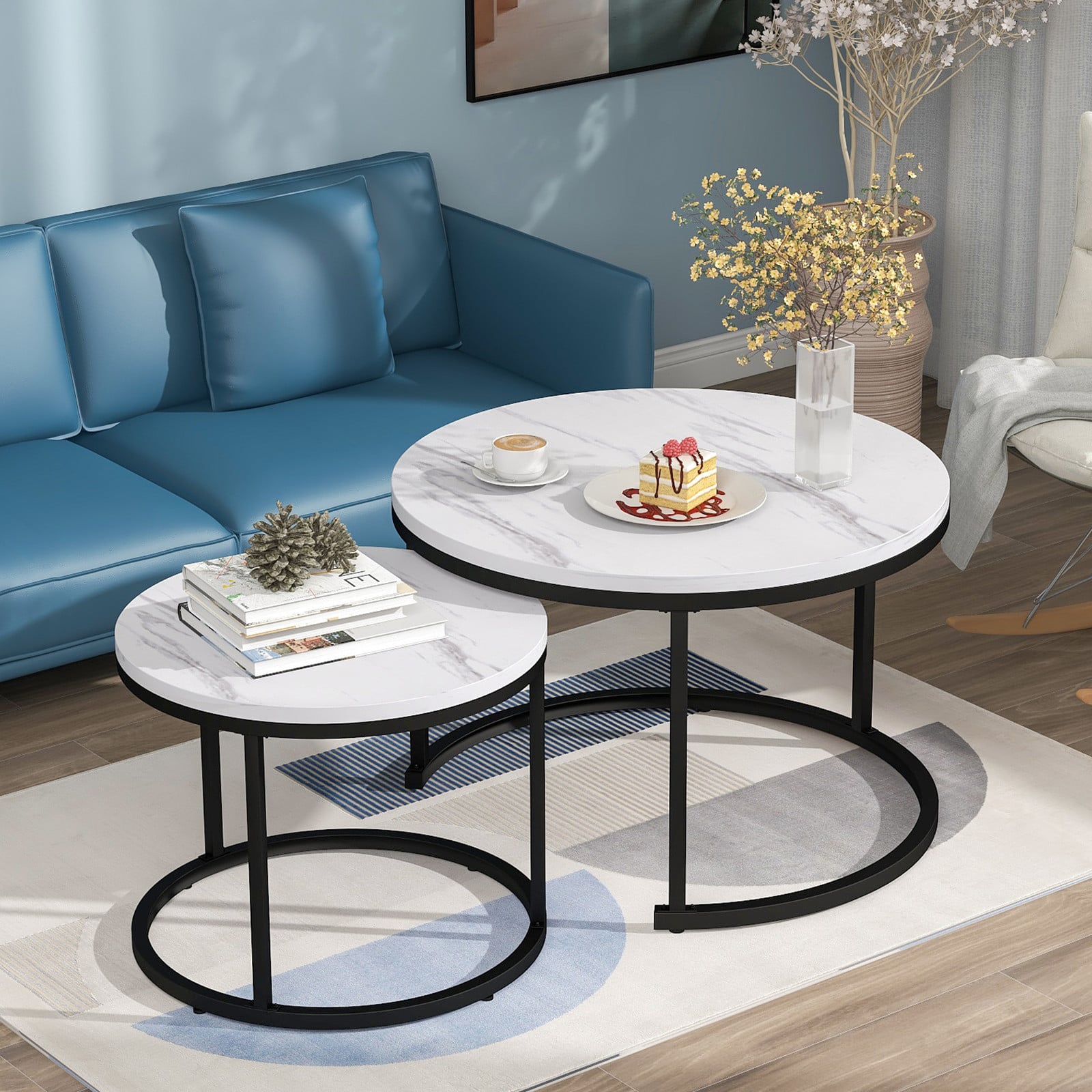 OKWISH Ronde salontafel set van 2, wit