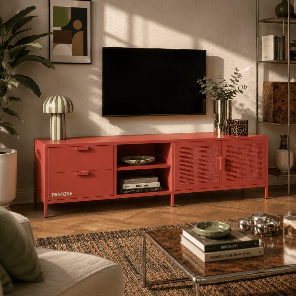 Pantone Meuble tv métal terracotta 200cm Orange 200x50x41cm