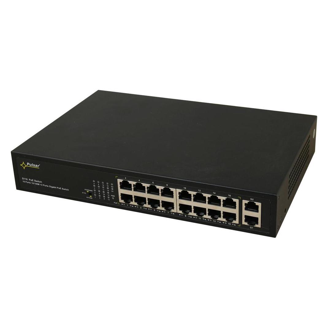 Pulsar S116 Switch mit 16 Anschlüssen für bis zu 16 IP-Kameras (16 Ports) (24602)
