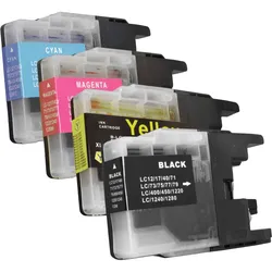 4 Kompatible Tinten ersetzt Brother LC-1240 Multipack KCMY