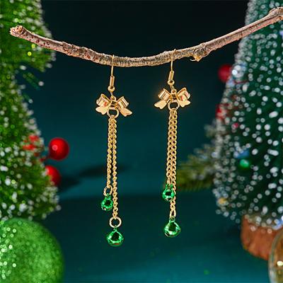 Multicon Wholesale Hub Cute Snowman, Colorful Crystal Zircon, Dangle Earrings For Women, Christmas Tree Snowflake Bow, Xmas New Year Party Gift 6