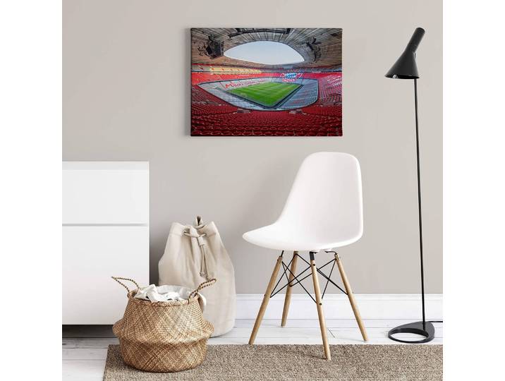 Wandbild Fußballstadion Bayern München Polyester PVC / Fichtenholz Grün 70 x 50cm