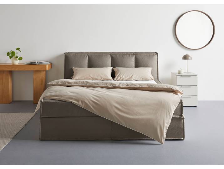 Boxspringbett, Polyester, Stone, 190×230 cm, Inkl. Topper & 2 Matratzen, Klassisch-Modern, LeGer