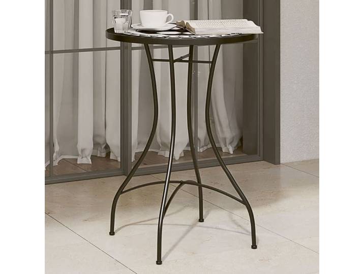 Classique Table Terrasse Table de bistro mosaïque noir et blanc Ø50x70 cm céramique 97154