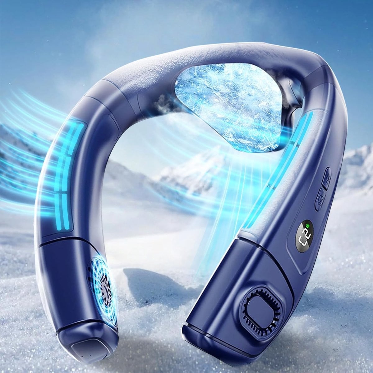 Draagbare Halsventilator met Groot Koellichaam en 6000mAh Accu, Blauw